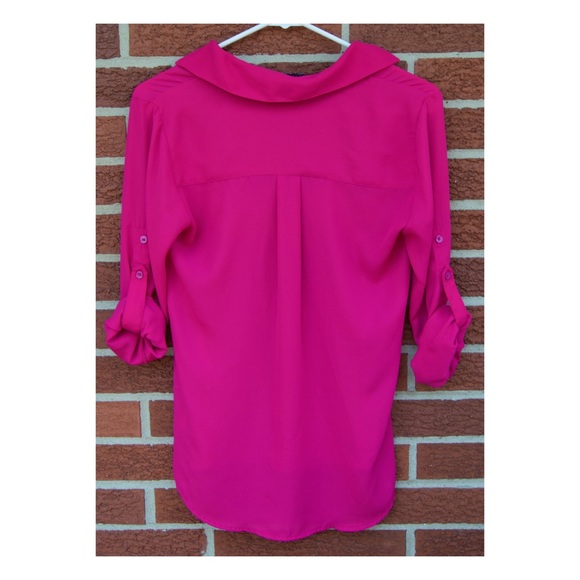 Express Portofino Pink Dress Shirt Top Blouse Button Down - Picture 2 of 5